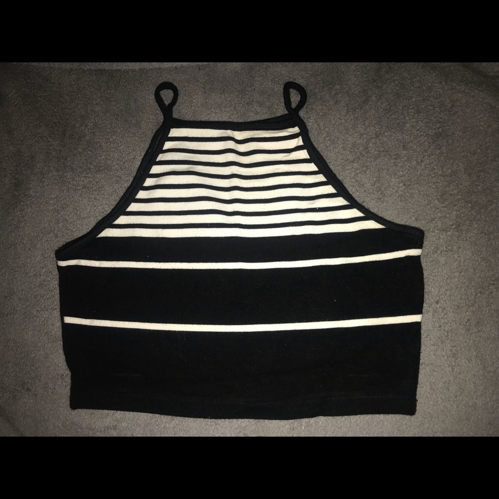 Black & White Striped Halter Top